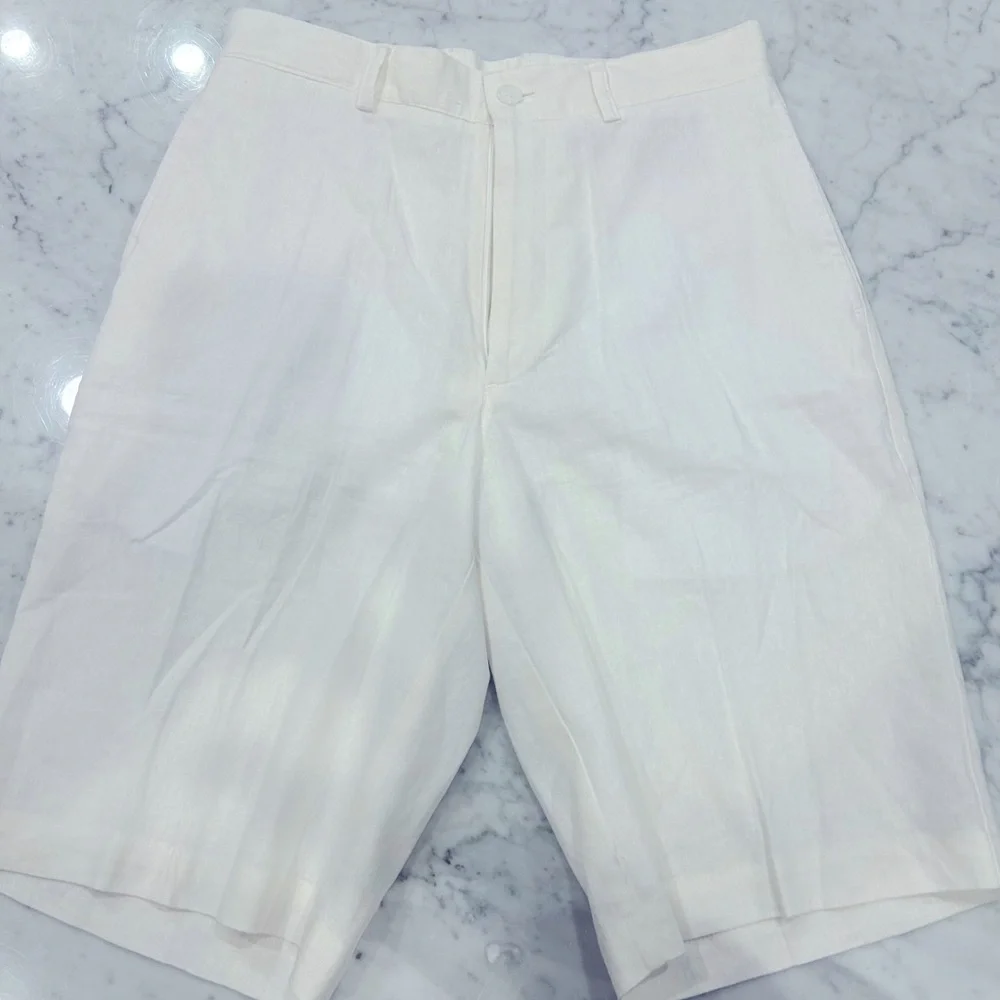 White Linen Bermuda shorts by Europa youth boys size 12. NWT - Picture 1 of 5